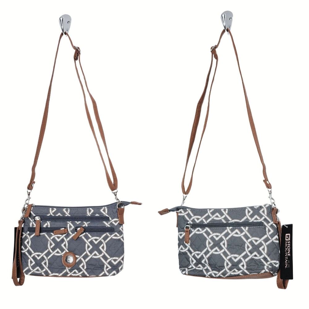 Stone Mountain crossbody Wristlet purse handbag Grey Knot Womens Small